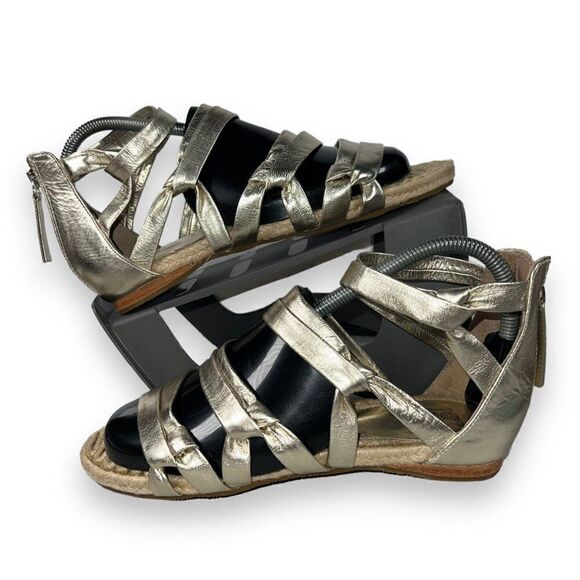 Belle Sigerson Morrison Strappy / Zip Sandals Gold / Jute Women's 7.5B - Picture 1 of 10